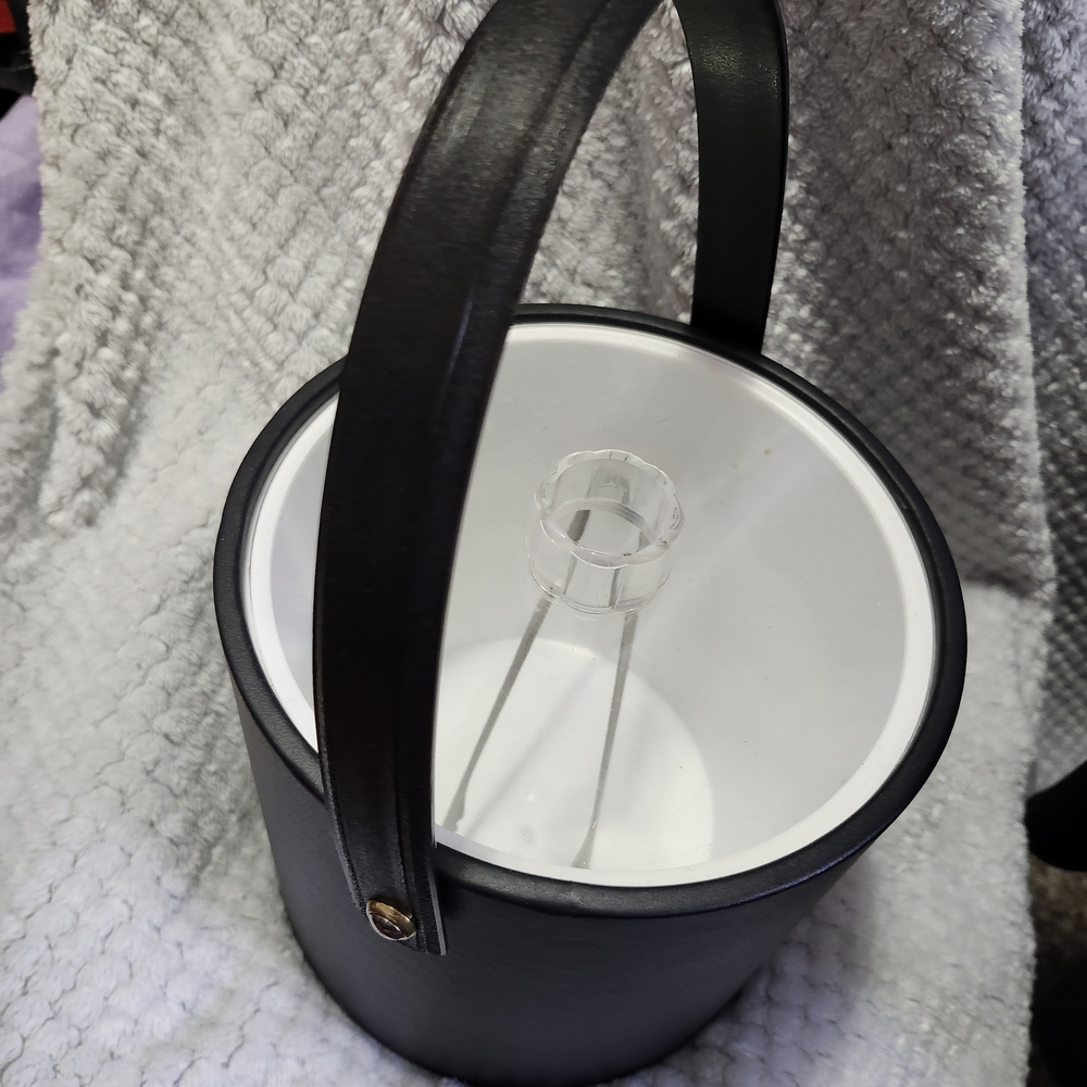 Mr Ice Bucket Vintage With Ice Tongs Black In Great Shape